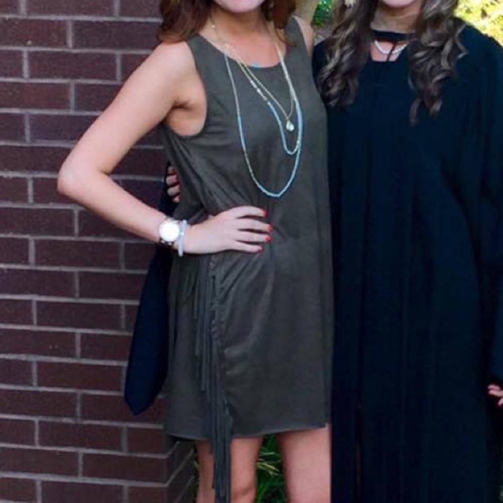 Army green suede dress